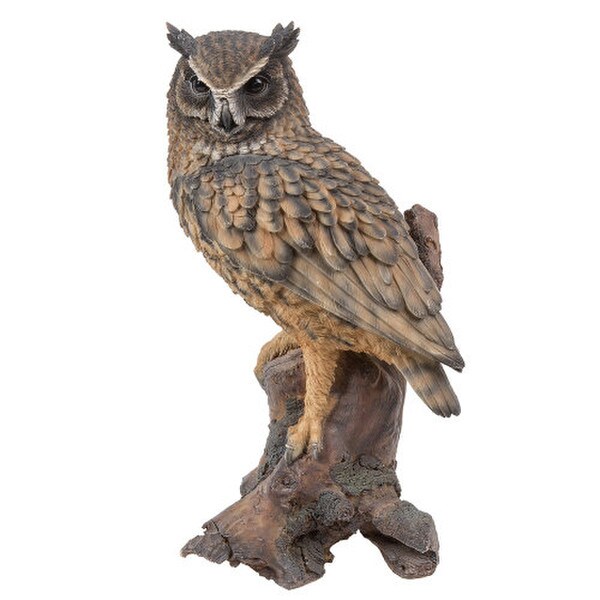 Eagle Owl Sculpture Wildlife Realistic Colored Figurine